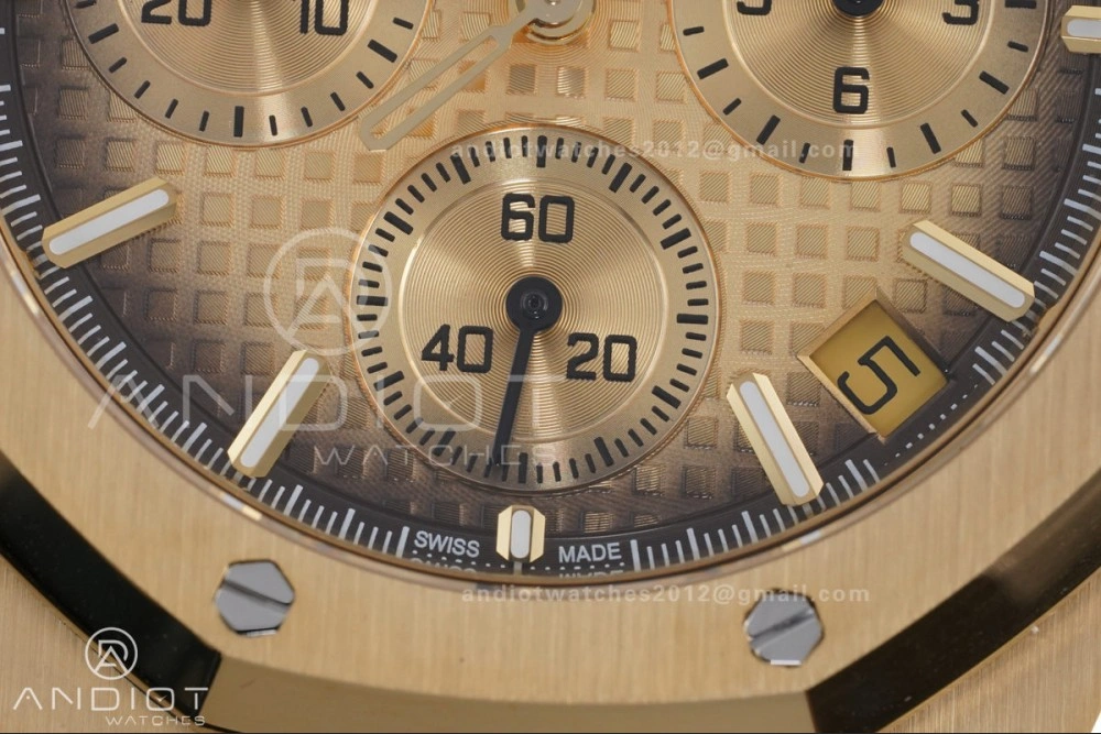 Snug Royal Oak Chrono 26240 Frosted YG APSF 1:1 Best Edition YG Faded Dial on Bracelet SA4401 Super Clone 147