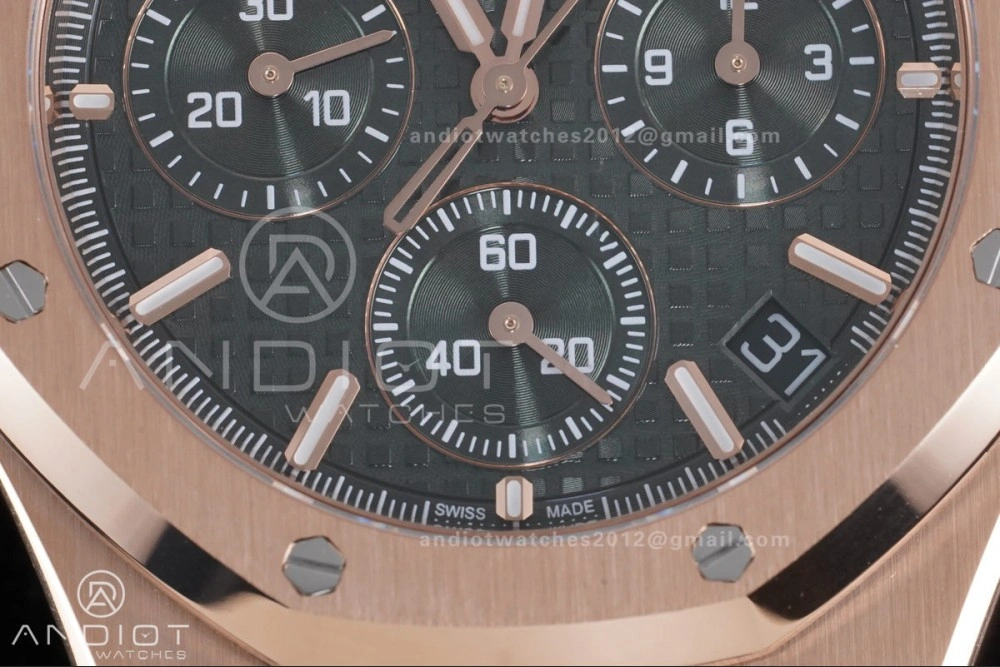 Royal Oak Chrono 26240 RG APSF 1:1 Best Edition Green Dial on RG Bracelet SA4401 Super Clone Packable 142