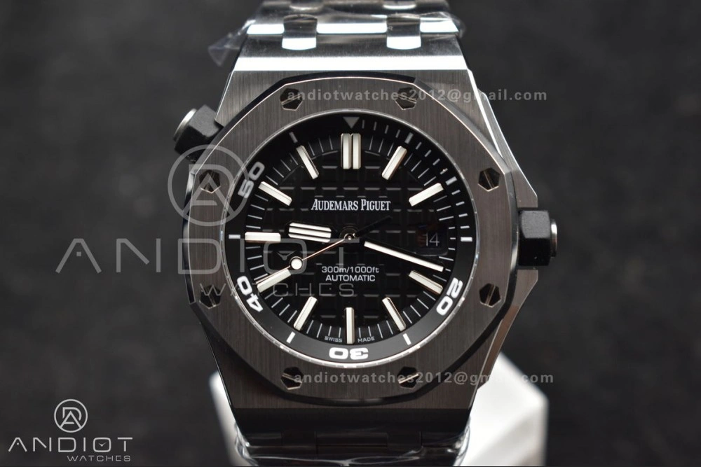 Royal Oak Offshore Diver 15703 APSF 1:1 Best Edition Black Dial on SS Bracelet SA3120 Super Clone Flexible 151