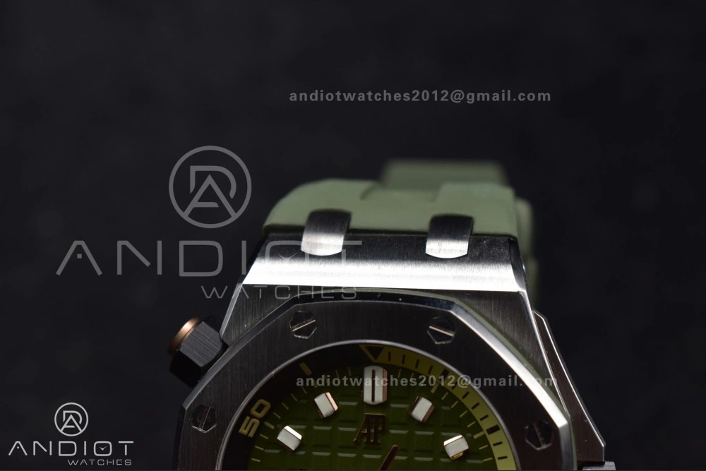 Royal Oak Offshore Diver 15720 SS APSF 1:1 Best Edition Green Dial on Green Rubber Strap A4308 Super Clone Practical 157