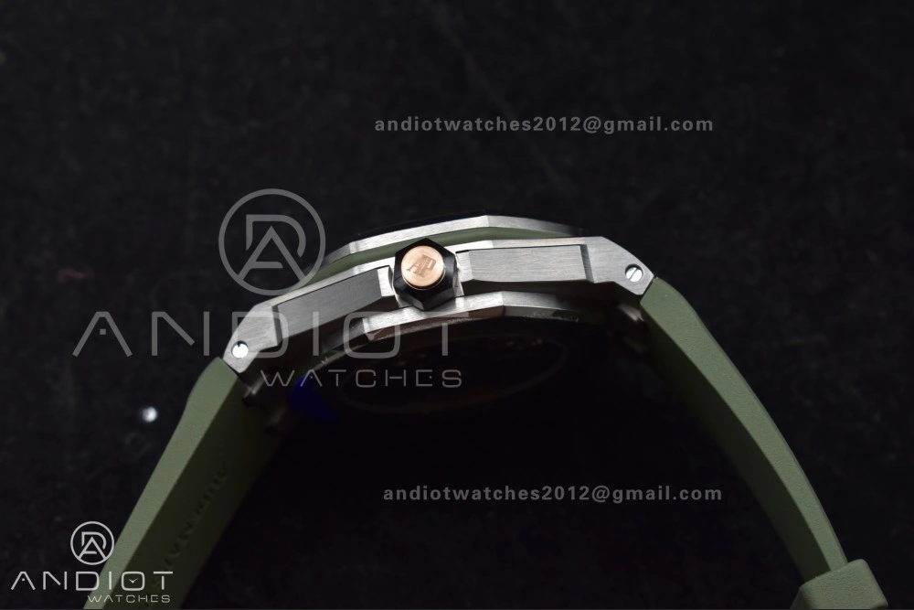 Royal Oak Offshore Diver 15720 SS APSF 1:1 Best Edition Green Dial on Green Rubber Strap A4308 Super Clone Practical 157