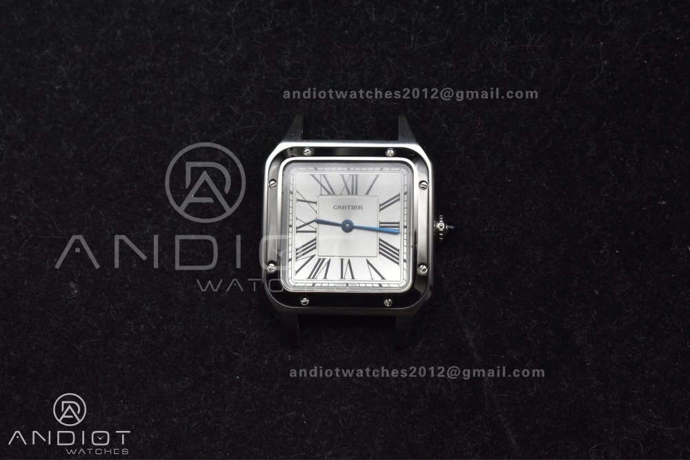 Santos Dumont 27.5mm SS AF 1:1 Best Edition Silver Dial on Black Leather Strap A HighQuality 244