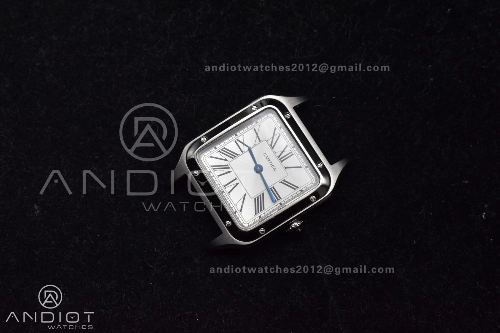 Santos Dumont 27.5mm SS AF 1:1 Best Edition Silver Dial on Black Leather Strap A HighQuality 244