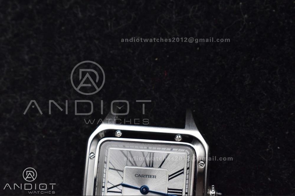 Santos Dumont 27.5mm SS AF 1:1 Best Edition Silver Dial on Black Leather Strap A HighQuality 244