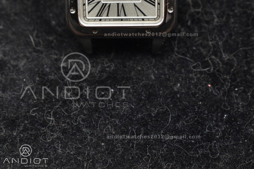 Santos Dumont 27.5mm SS AF 1:1 Best Edition Silver Dial on Black Leather Strap A HighQuality 244