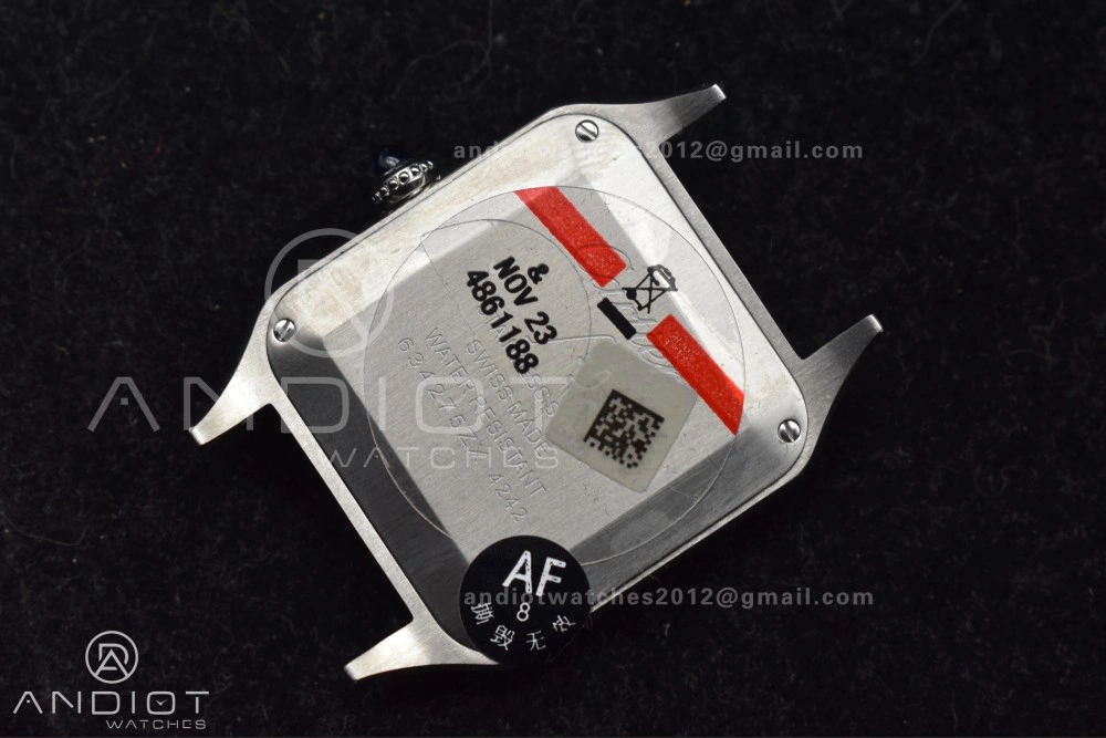 Santos Dumont 27.5mm SS AF 1:1 Best Edition Silver Dial on Black Leather Strap A HighQuality 244