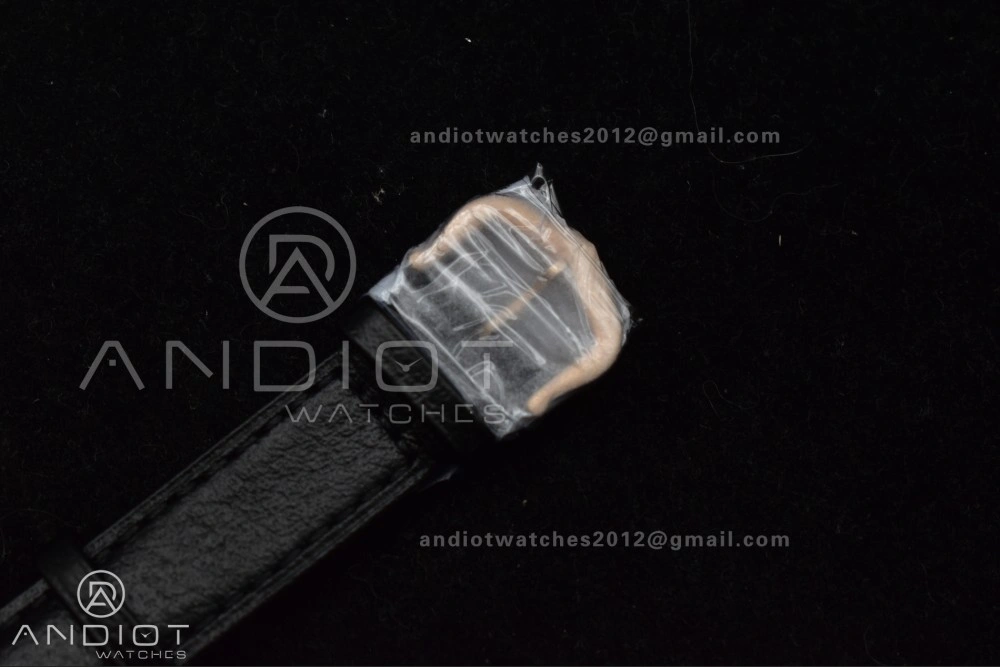 Santos Dumont 27.5mm SS RG AF 1:1 Best Edition Silver Dial on Black Leather Strap A FlexibleFit 250