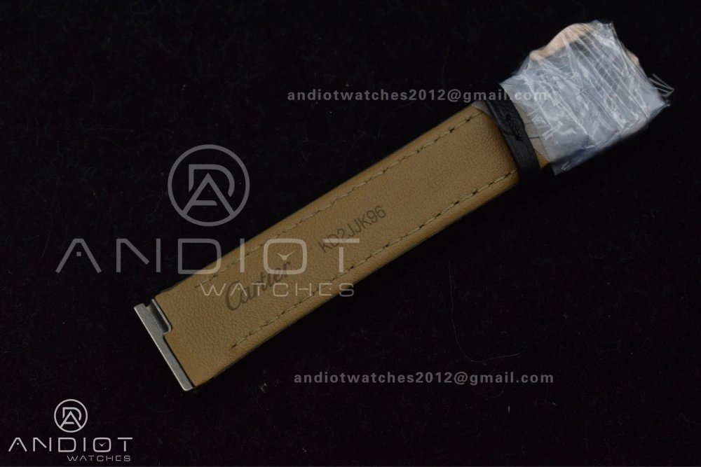 Santos Dumont 27.5mm SS RG AF 1:1 Best Edition Silver Dial on Black Leather Strap A FlexibleFit 250