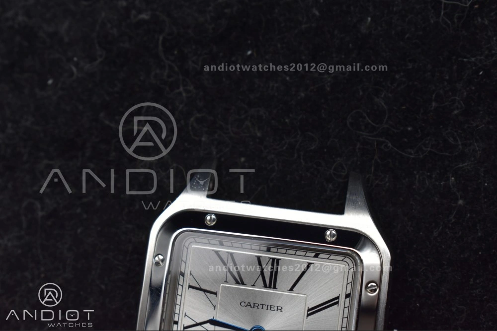 Santos Dumont 31.4mm SS AF 1:1 Best Edition Silver Dial on Black Leather Strap A Unique 247