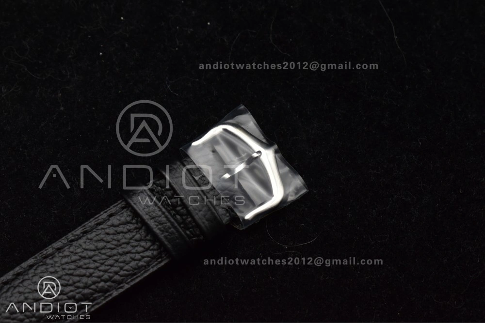 Santos Dumont 31.4mm SS AF 1:1 Best Edition Silver Dial on Black Leather Strap A Unique 247