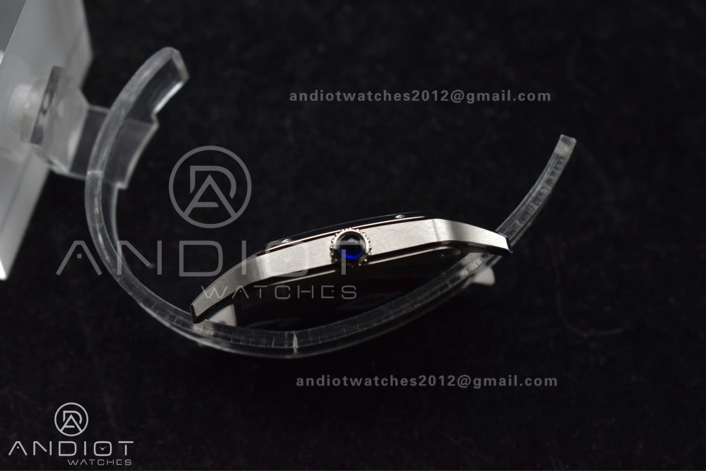Santos Dumont 31.4mm SS AF 1:1 Best Edition Silver Dial on Black Leather Strap A Unique 247