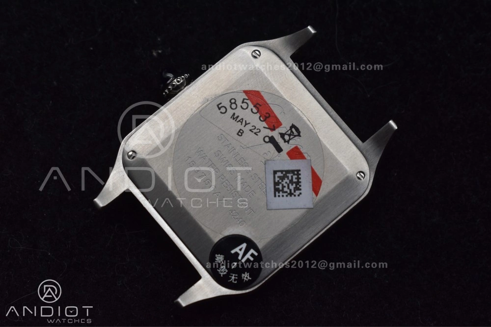 Santos Dumont 31.4mm SS AF 1:1 Best Edition Silver Dial on Black Leather Strap A Unique 247