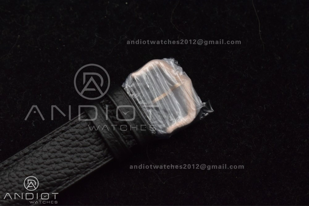Minimalist Santos Dumont 31.4mm SS RG AF 1:1 Best Edition Silver Dial on Black Leather Strap A 249