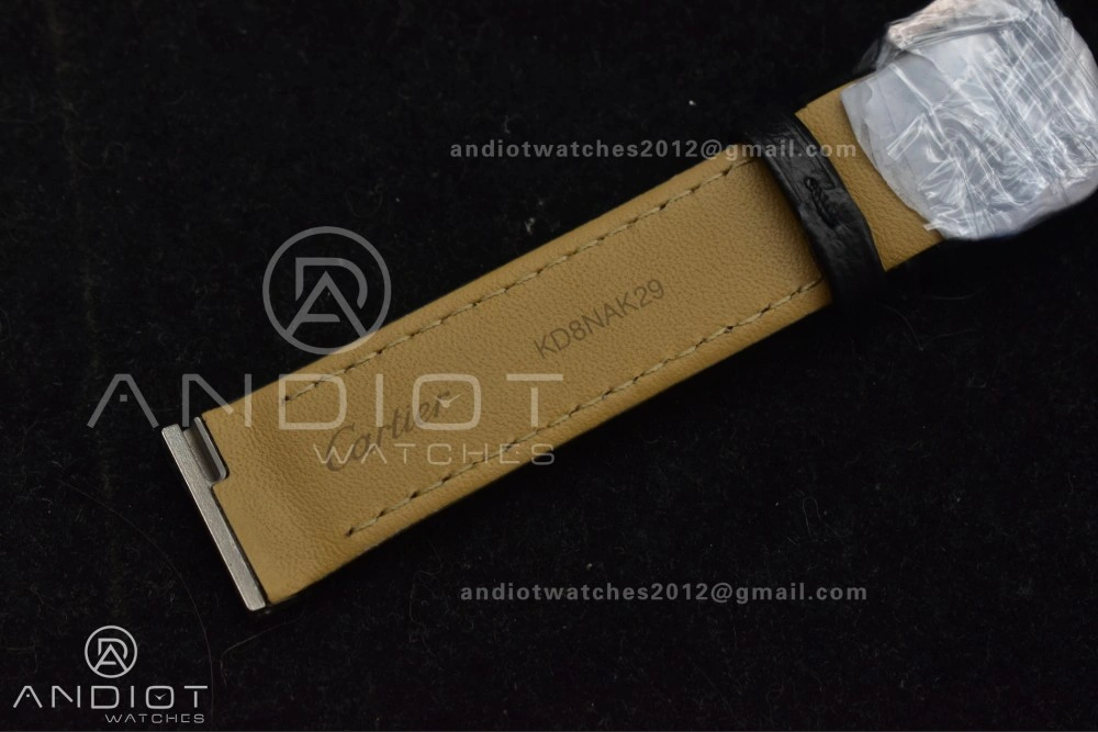 Minimalist Santos Dumont 31.4mm SS RG AF 1:1 Best Edition Silver Dial on Black Leather Strap A 249