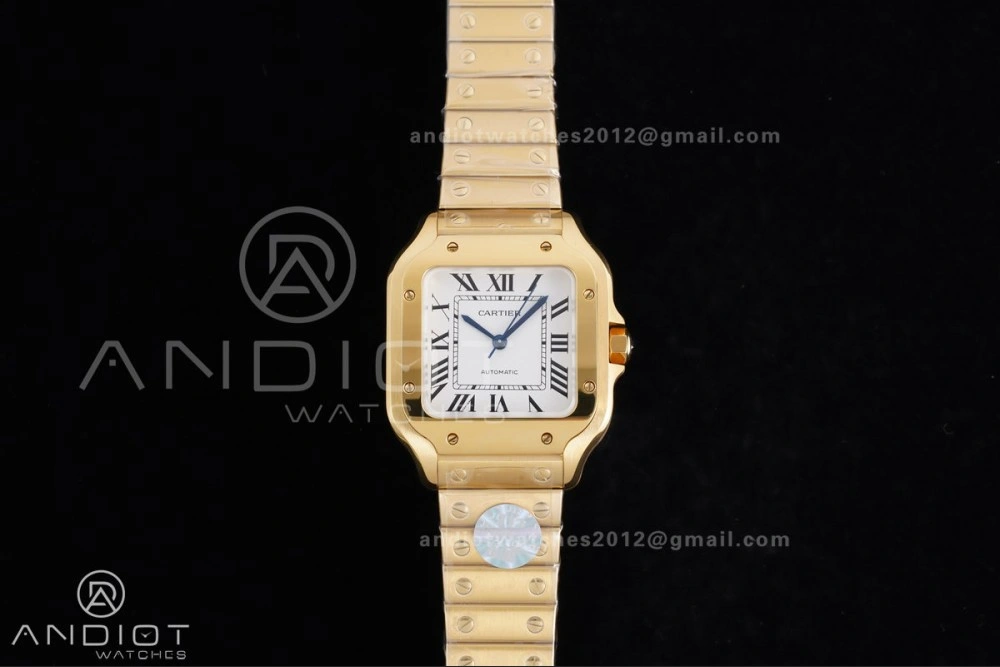 Santos de Cartier 35mm BVF 1:1 Best Edition YG White Dial on YG Smart-Links Bracelet MIYOTA Chic 226