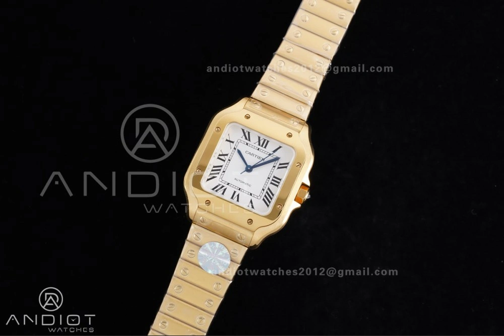 Santos de Cartier 35mm BVF 1:1 Best Edition YG White Dial on YG Smart-Links Bracelet MIYOTA Chic 226