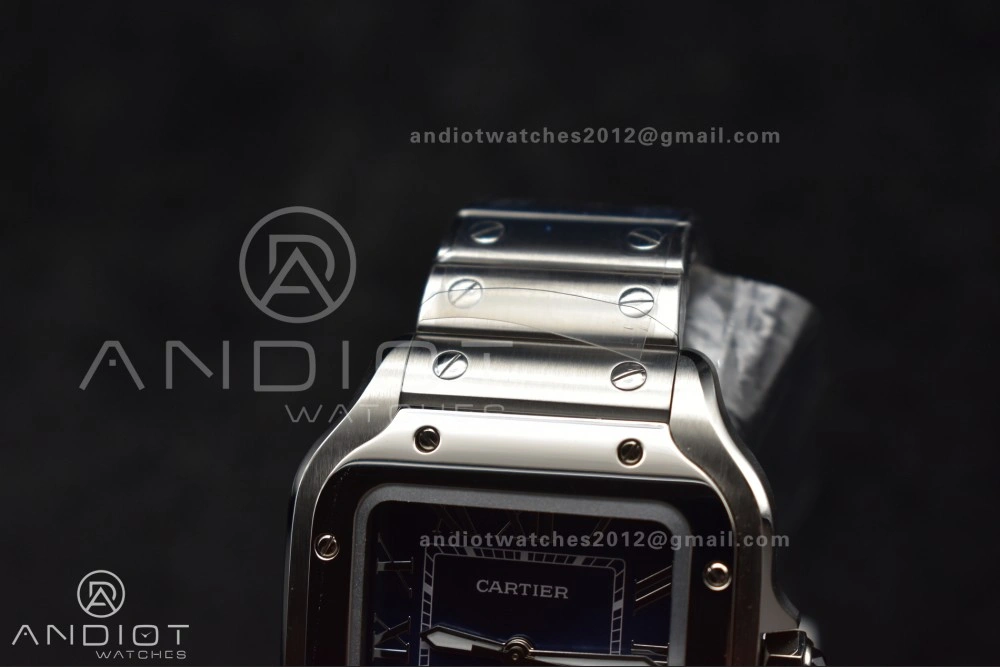 Santos de Cartier 35mm SS AF 1:1 Best Edition Blue Dial on SS Smart Links Bracelet MIYOTA DailyWear 223