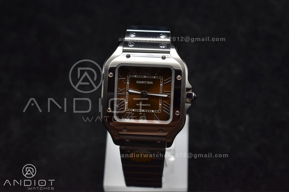 Santos de Cartier 35mm SS AF 1:1 Best Edition Brown Dial on SS Smart Links Bracelet MIYOTA Functional 224