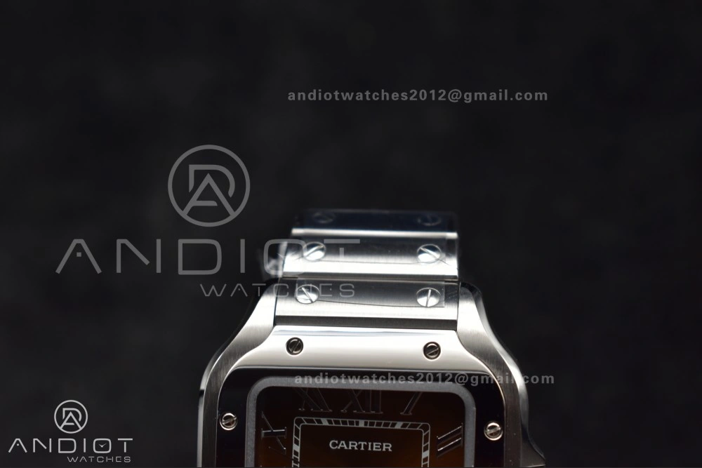 Santos de Cartier 35mm SS AF 1:1 Best Edition Brown Dial on SS Smart Links Bracelet MIYOTA Functional 224