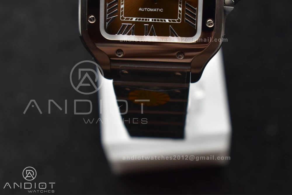 Santos de Cartier 35mm SS AF 1:1 Best Edition Brown Dial on SS Smart Links Bracelet MIYOTA Functional 224