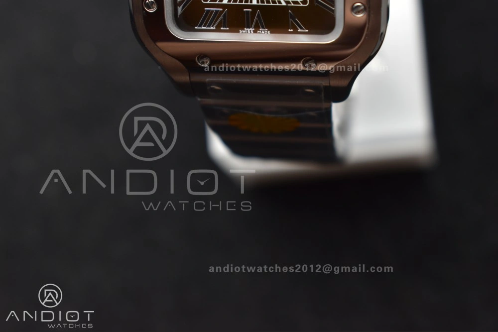 Santos de Cartier 35mm SS AF 1:1 Best Edition Brown Dial on SS Smart Links Bracelet MIYOTA Functional 224