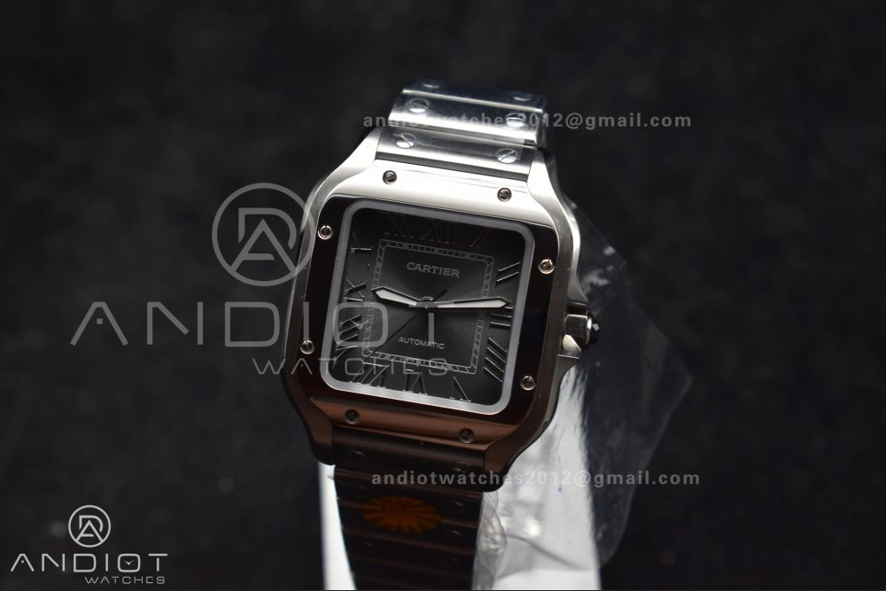 Santos de Cartier 35mm SS AF 1:1 Best Edition Gray Dial on SS Smart Links Bracelet MIYOTA TopPick 225