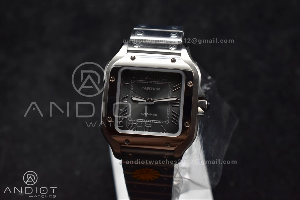 Santos de Cartier 35mm SS AF 1:1 Best Edition Gray Dial on SS Smart Links Bracelet MIYOTA TopPick 225