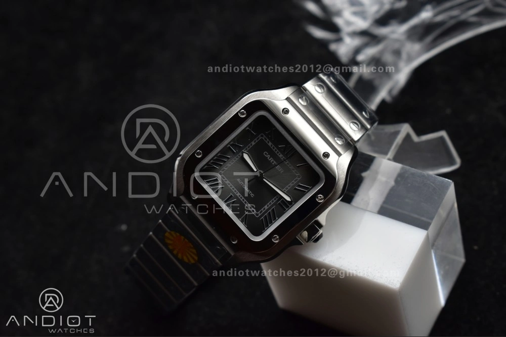 Santos de Cartier 35mm SS AF 1:1 Best Edition Gray Dial on SS Smart Links Bracelet MIYOTA TopPick 225