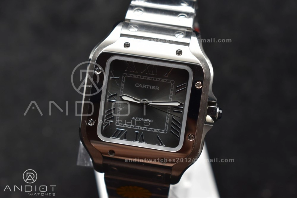 Santos de Cartier 35mm SS AF 1:1 Best Edition Gray Dial on SS Smart Links Bracelet MIYOTA TopPick 225