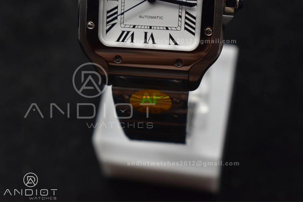Breathable Santos de Cartier 35mm SS AF 1:1 Best Edition White Dial on SS Smart Links Bracelet MIYOTA 220