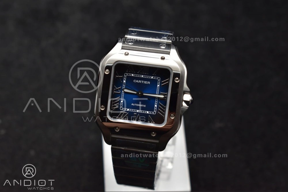 Santos de Cartier 35mm SS BVF 1:1 Best Edition Blue Dial on SS Smart Links Bracelet MIYOTA 9015 V Unisex 235