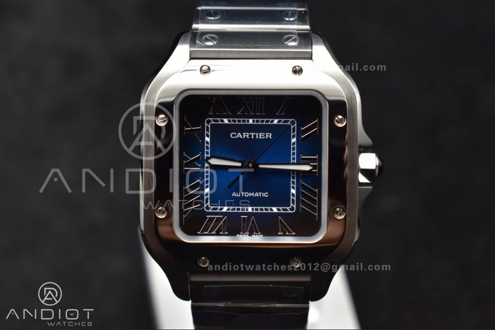 Santos de Cartier 35mm SS BVF 1:1 Best Edition Blue Dial on SS Smart Links Bracelet MIYOTA 9015 V Unisex 235