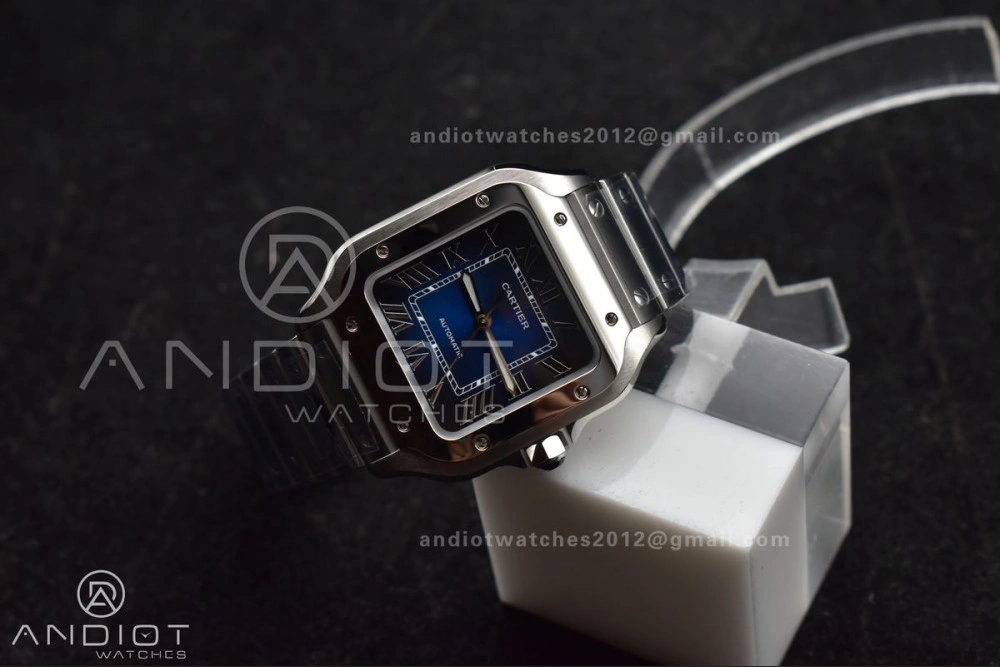 Santos de Cartier 35mm SS BVF 1:1 Best Edition Blue Dial on SS Smart Links Bracelet MIYOTA 9015 V Unisex 235