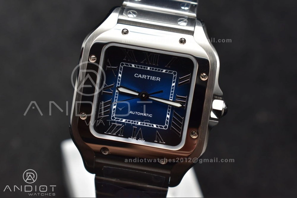 Santos de Cartier 35mm SS BVF 1:1 Best Edition Blue Dial on SS Smart Links Bracelet MIYOTA 9015 V Unisex 235
