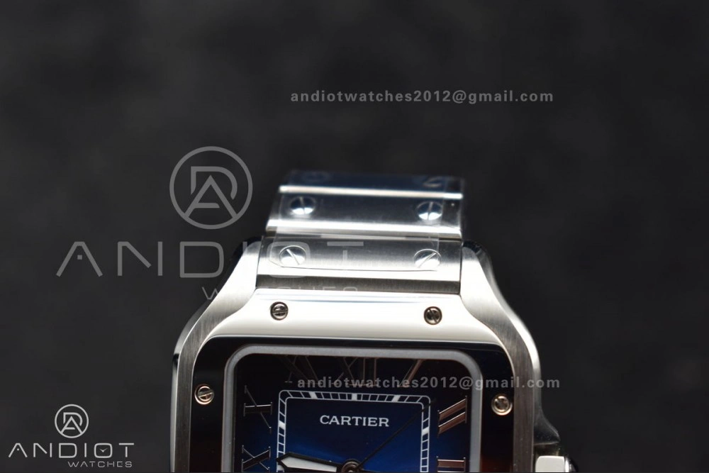 Santos de Cartier 35mm SS BVF 1:1 Best Edition Blue Dial on SS Smart Links Bracelet MIYOTA 9015 V Unisex 235