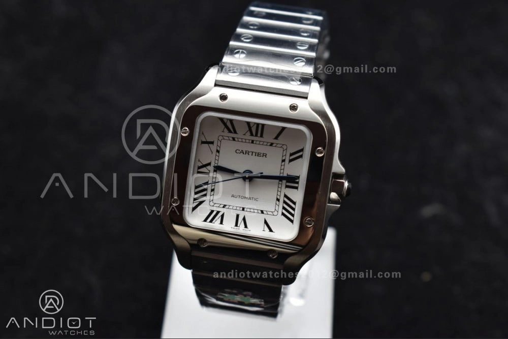 Premium Santos de Cartier 35mm SS BVF 1:1 Best Edition White Dial on SS SmartLinks Bracelet MIYOTA 9015 V 1045