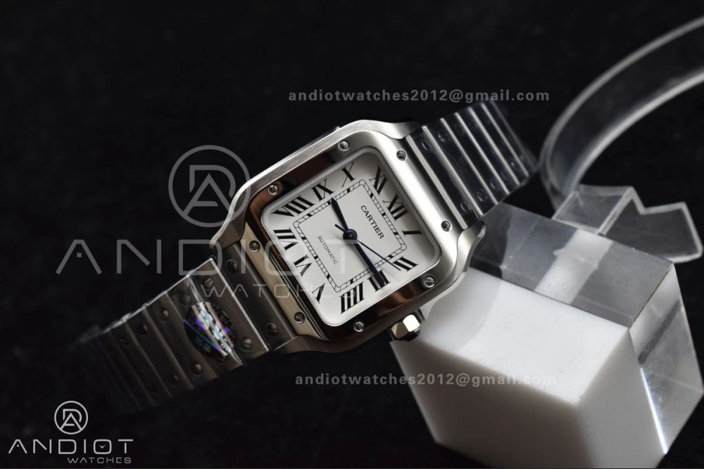 Santos de Cartier 35mm SS BVF 1:1 Best Edition White Dial on SS SmartLinks Bracelet MIYOTA 9015 V Lightweight 217