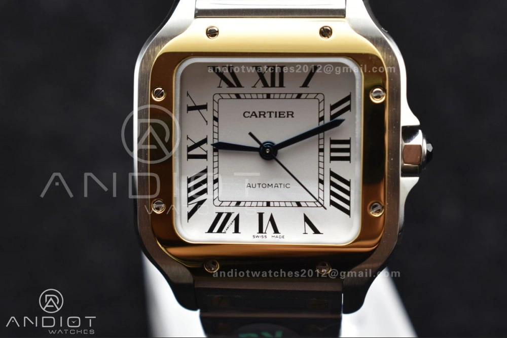 Snug Santos de Cartier 35mm SS YG BVF 1:1 Best Edition White Dial on SS YG SmartLinks Bracelet MIYOTA 9015 V 218