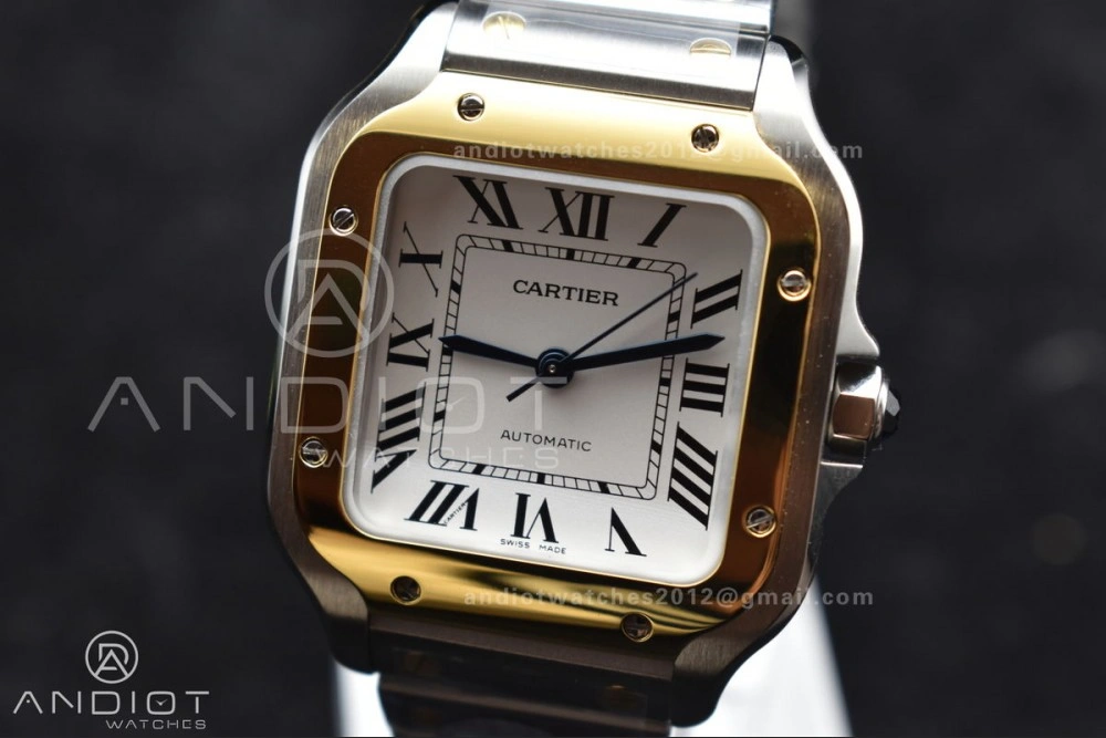 Snug Santos de Cartier 35mm SS YG BVF 1:1 Best Edition White Dial on SS YG SmartLinks Bracelet MIYOTA 9015 V 218