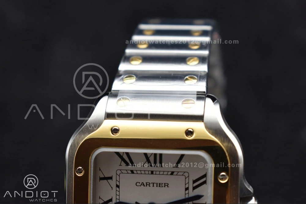 Snug Santos de Cartier 35mm SS YG BVF 1:1 Best Edition White Dial on SS YG SmartLinks Bracelet MIYOTA 9015 V 218