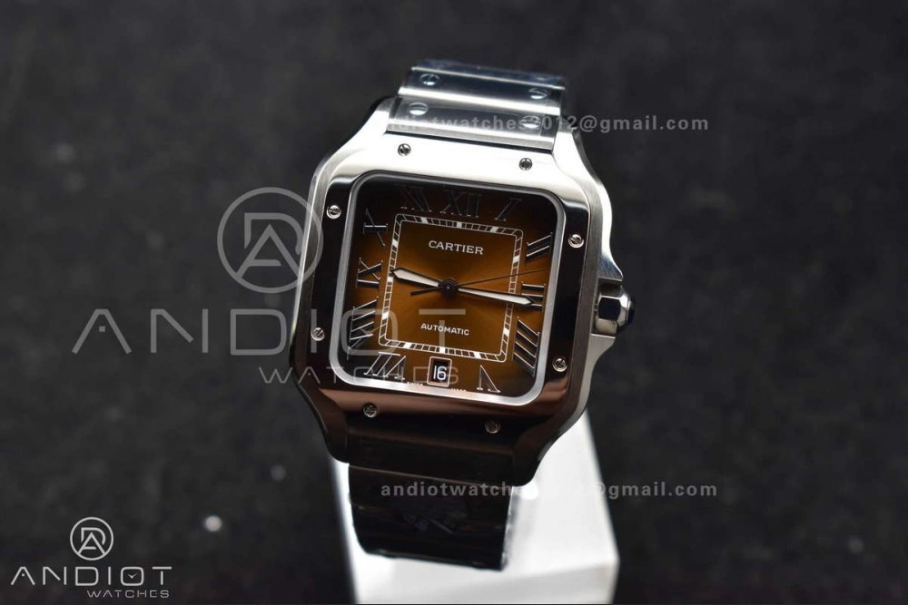 Neat Santos de Cartier 40mm BVF 1:1 Best Edition Brown Dial on SS SmartLinks Bracelet MIYOTA 222