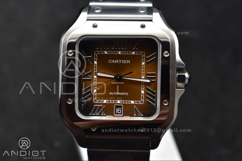 Neat Santos de Cartier 40mm BVF 1:1 Best Edition Brown Dial on SS SmartLinks Bracelet MIYOTA 222