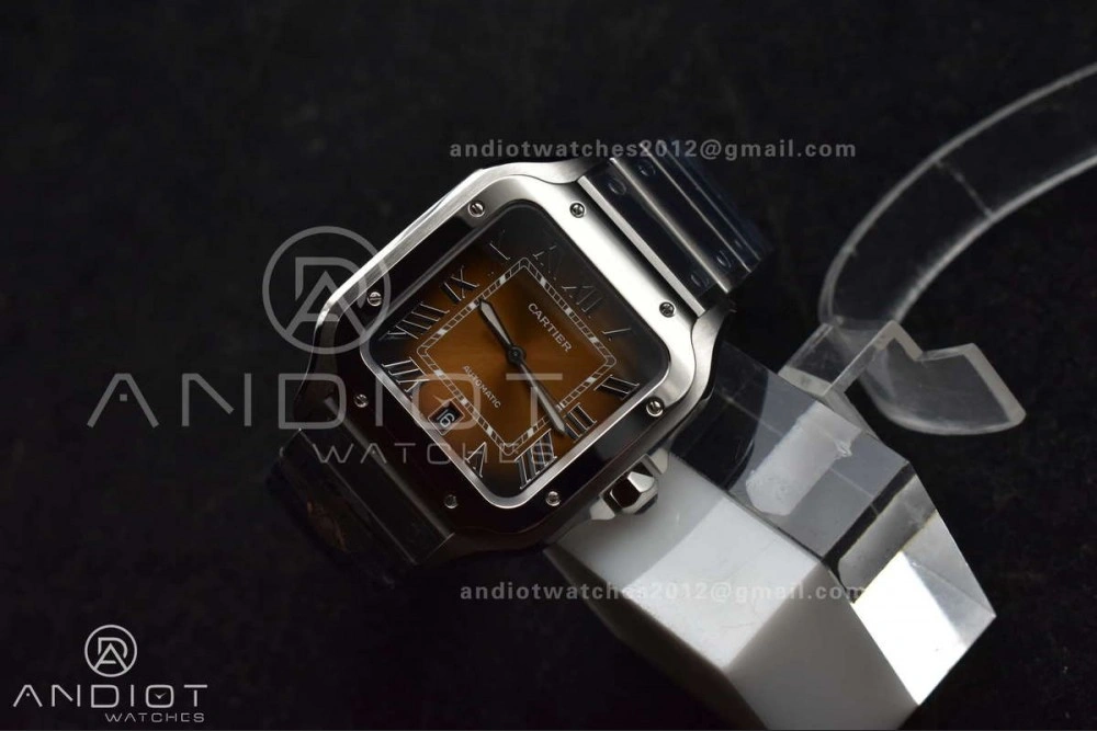 Neat Santos de Cartier 40mm BVF 1:1 Best Edition Brown Dial on SS SmartLinks Bracelet MIYOTA 222