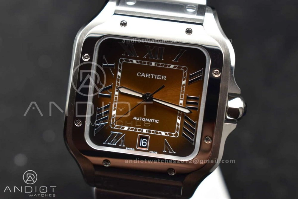 Neat Santos de Cartier 40mm BVF 1:1 Best Edition Brown Dial on SS SmartLinks Bracelet MIYOTA 222