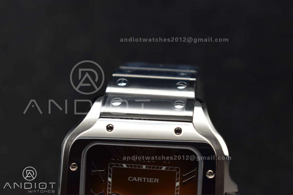 Neat Santos de Cartier 40mm BVF 1:1 Best Edition Brown Dial on SS SmartLinks Bracelet MIYOTA 222