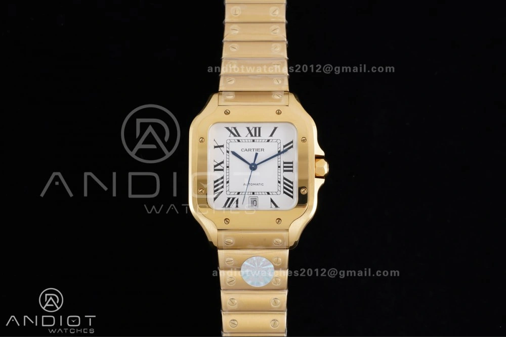 Santos de Cartier 40mm BVF 1:1 Best Edition YG White Dial on YG Smart-Links Bracelet MIYOTA Stretchable 215
