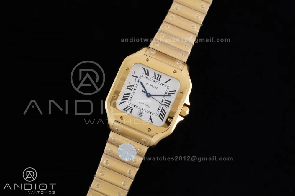 Santos de Cartier 40mm BVF 1:1 Best Edition YG White Dial on YG Smart-Links Bracelet MIYOTA Stretchable 215