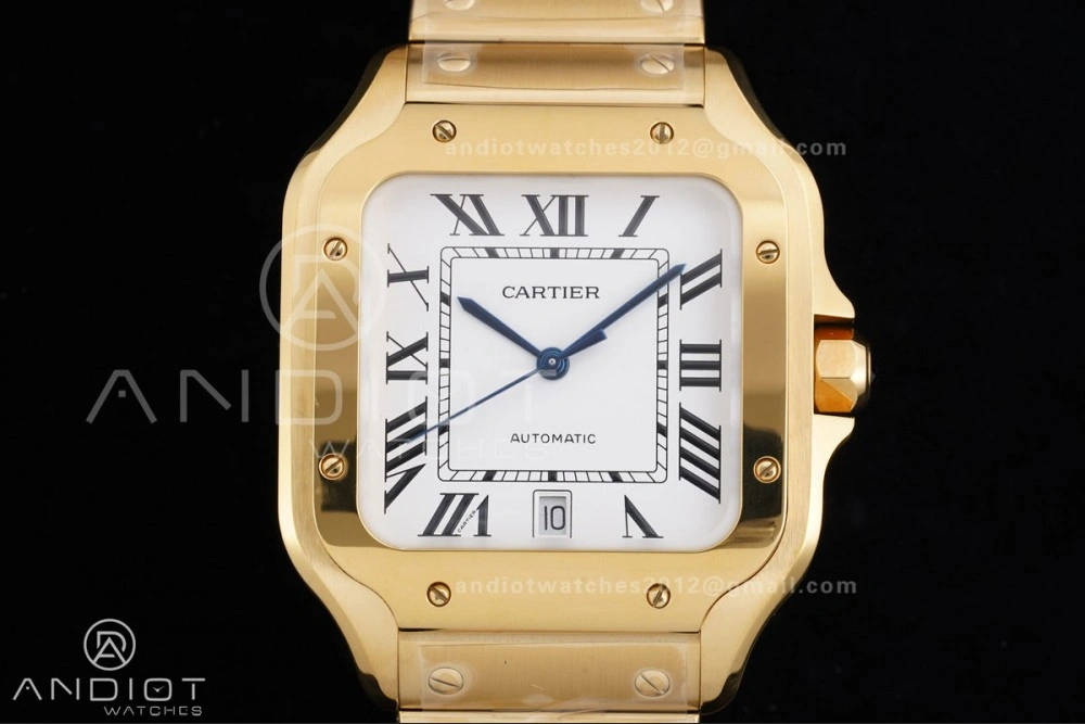 Santos de Cartier 40mm BVF 1:1 Best Edition YG White Dial on YG Smart-Links Bracelet MIYOTA Stretchable 215