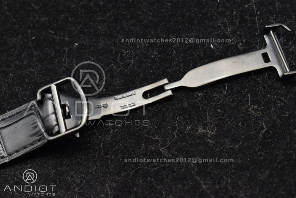 Santos de Cartier 40mm PVD BVF 1:1 Best Edition Black Dial on Black Leather Strap MIYOTA Snug 236