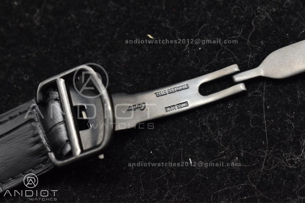 Santos de Cartier 40mm PVD BVF 1:1 Best Edition Black Dial on Black Leather Strap MIYOTA Snug 236